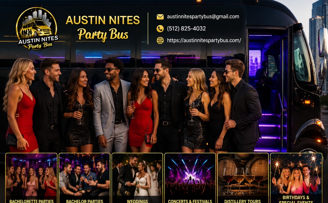 austin-party-bus-rental-featuring-luxury-interior-amenities-and-customers-planning-a-fun-group-event-in-austin-tx